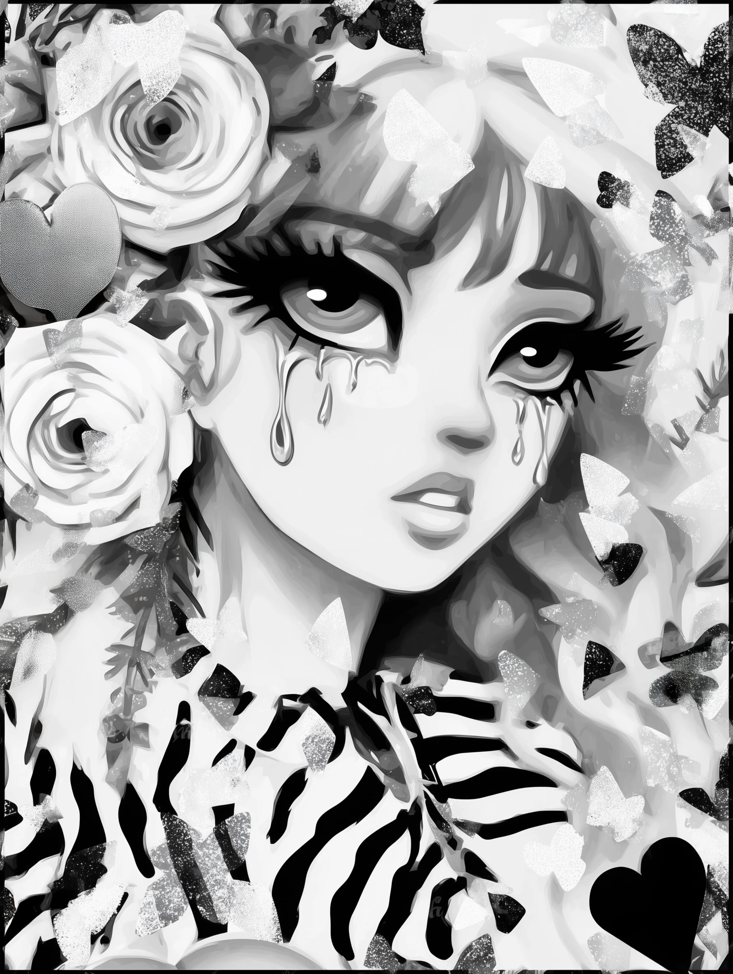 Free printable crying coloring page for adults featuring lady cartoon crying